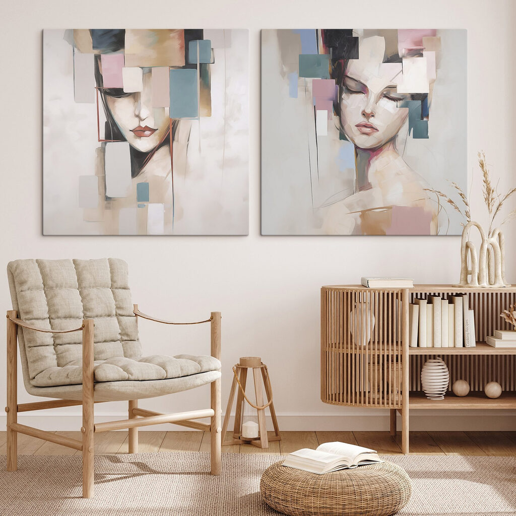 Portraits aux aplats pastel — intérieur 1