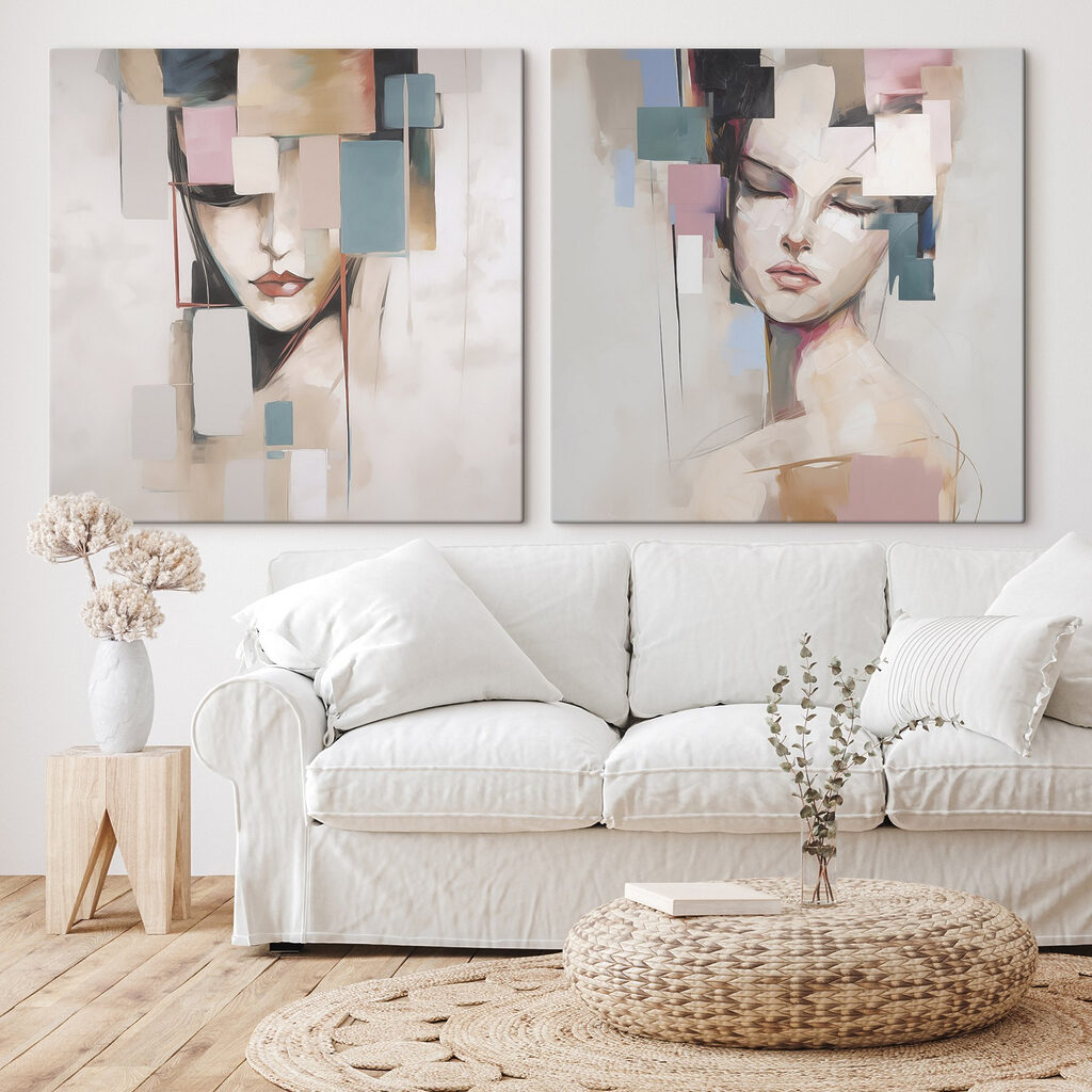Portraits aux aplats pastel — intérieur 2
