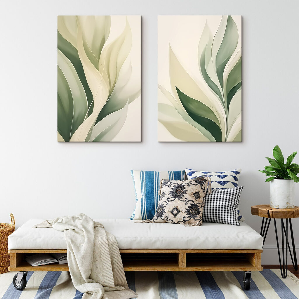 Feuilles aux plis souples dans un intérieur