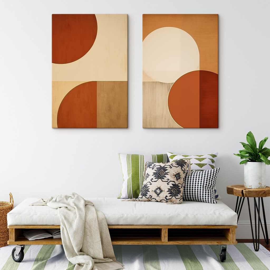 Cercles terracotta dans un intérieur