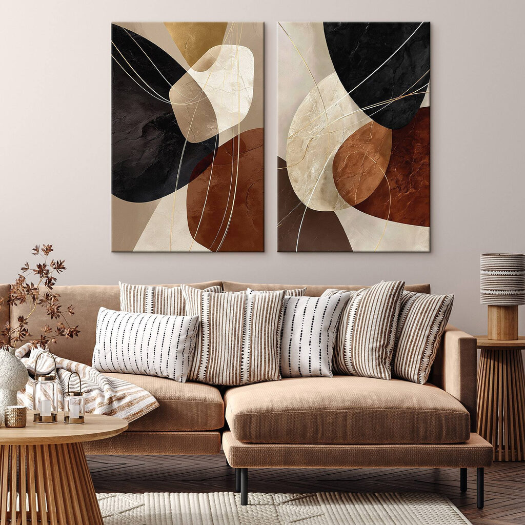 Formes en contraste chaud dans un intérieur