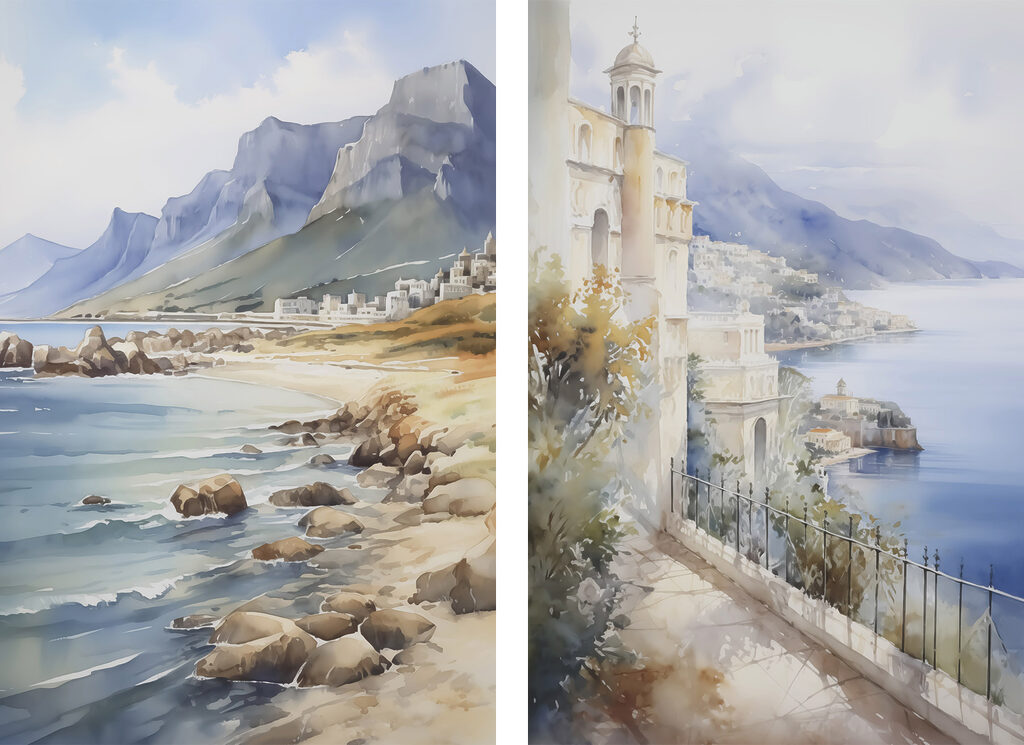 Côte à l’aquarelle — motif complet