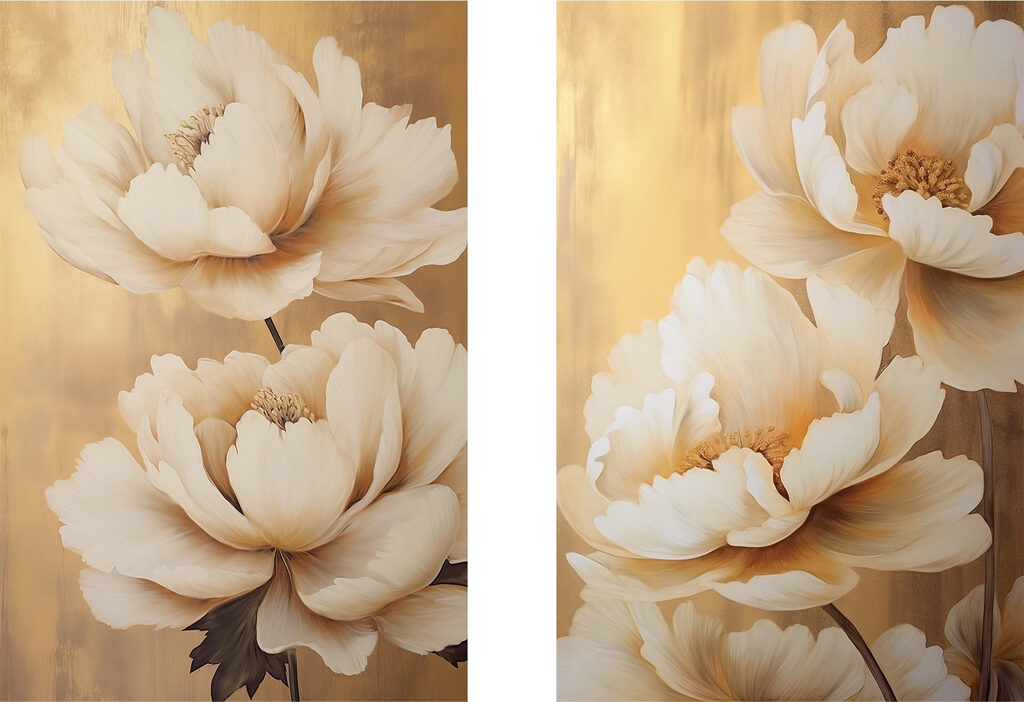 Fleurs sur fond d’or — motif complet