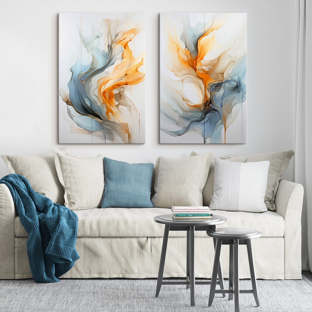 Volutes bleu et ambre — intérieur 2