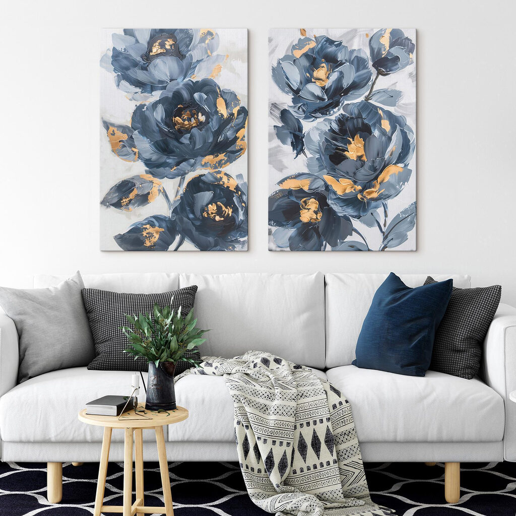 Fleurs bleues rehaussées d’or — intérieur 2