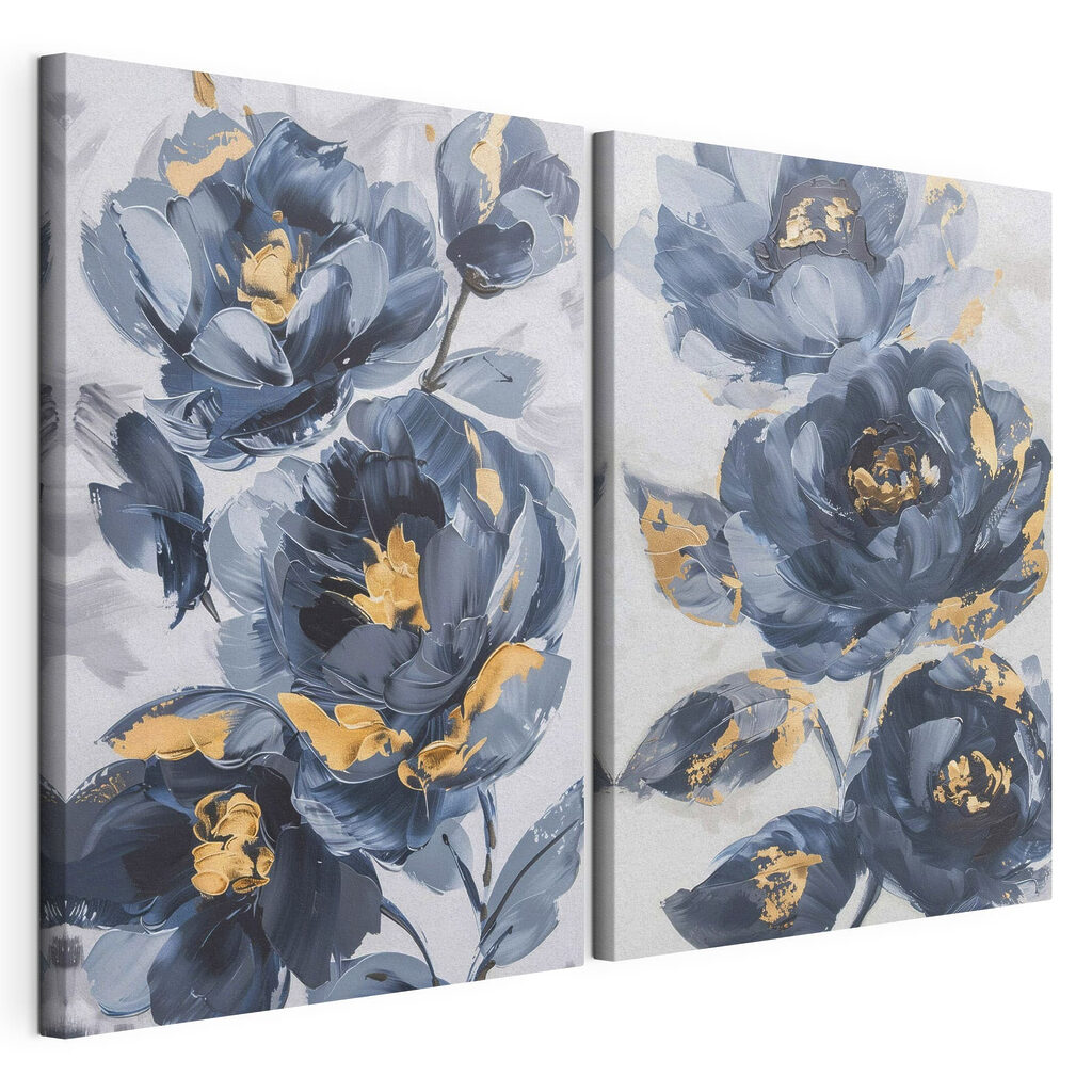 Fleurs bleues rehaussées d’or — vue du produit