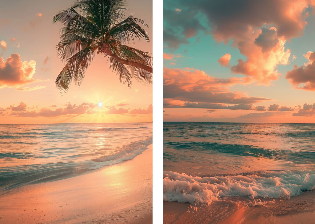 Palmier sur la plage — motif complet