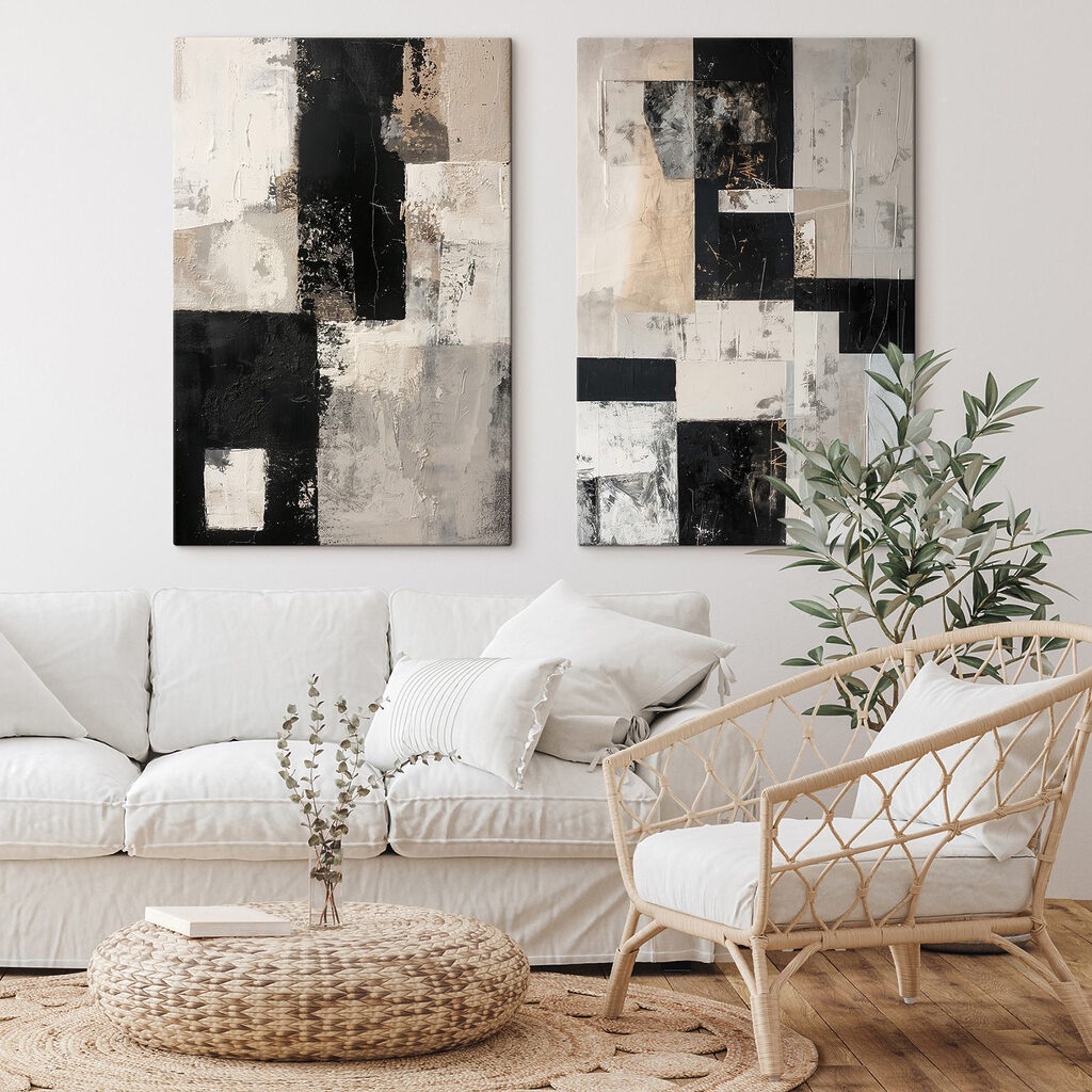 Fragments en contraste dans un intérieur