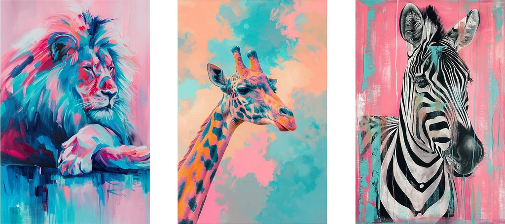 Lion, girafe et zèbre — motif complet