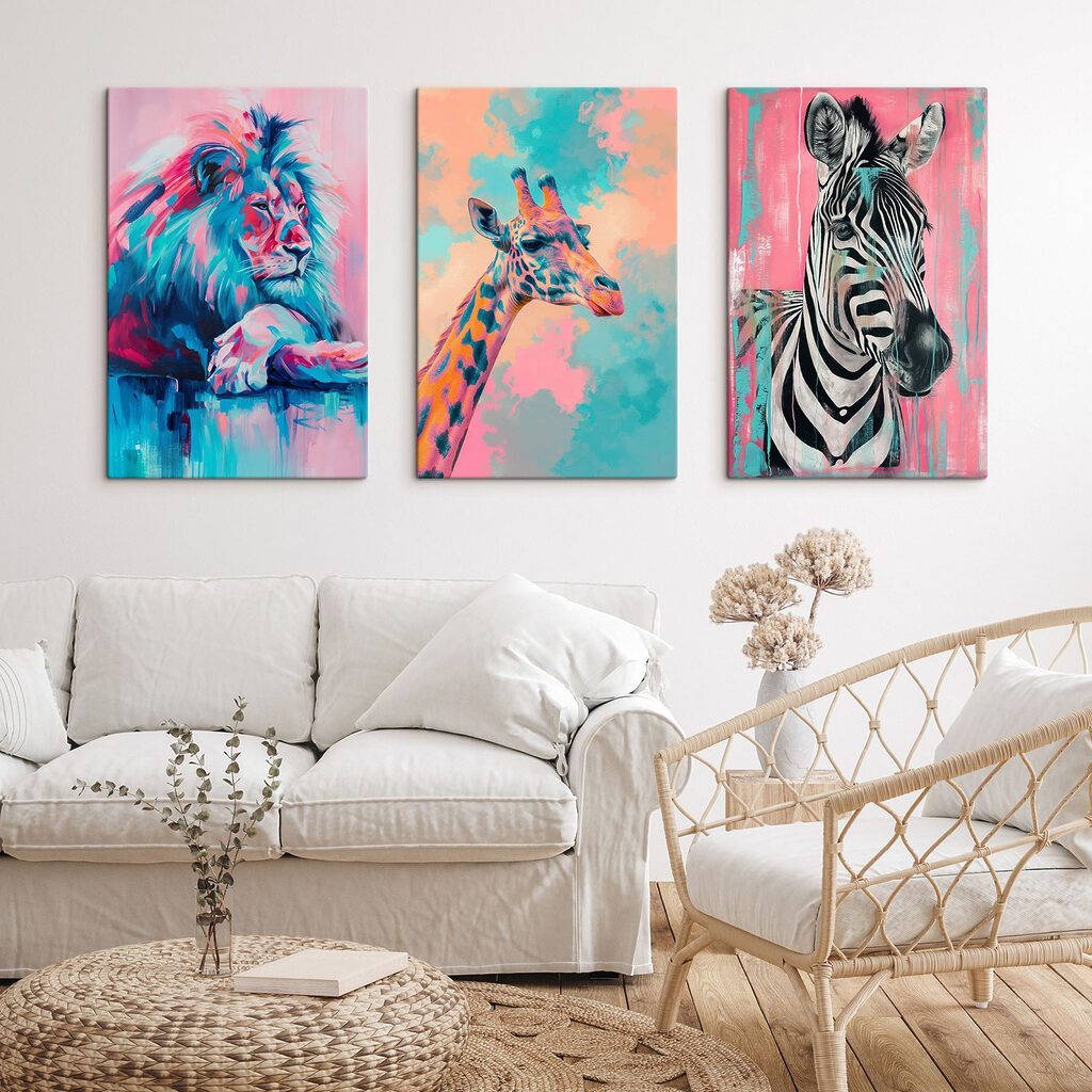 Lion, girafe et zèbre — intérieur 1