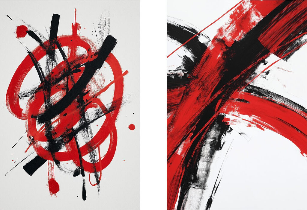 Traits rouges et noirs — motif complet