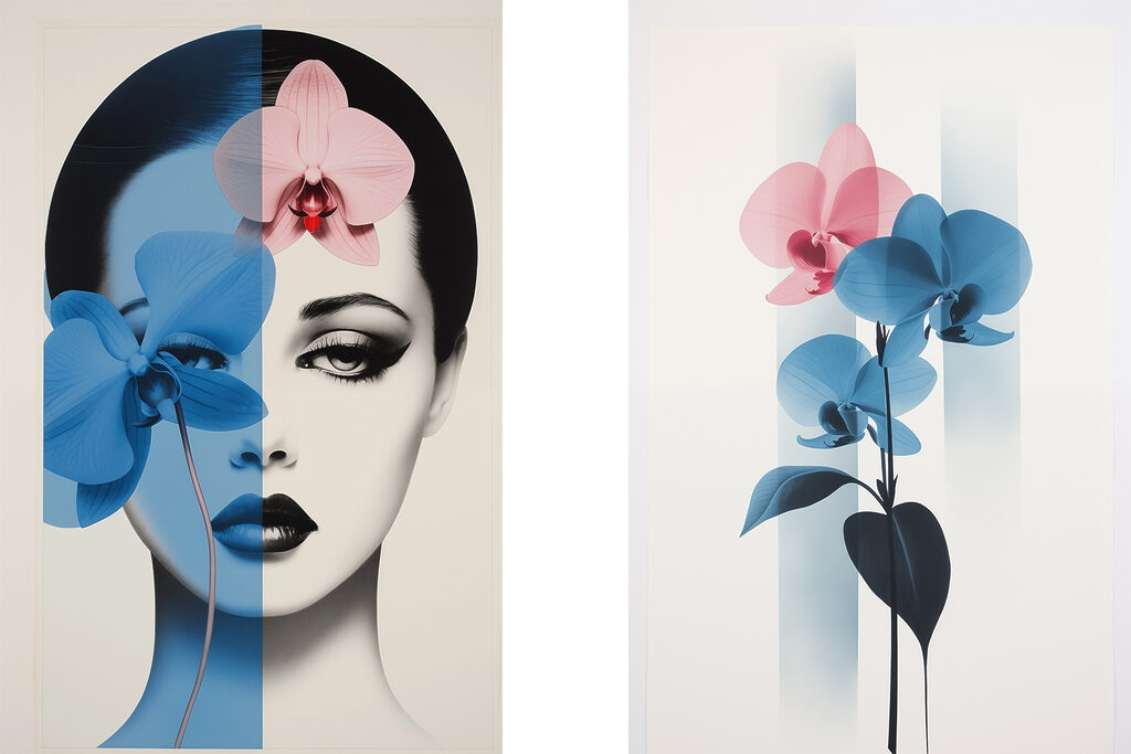 Femme aux orchidées — motif complet