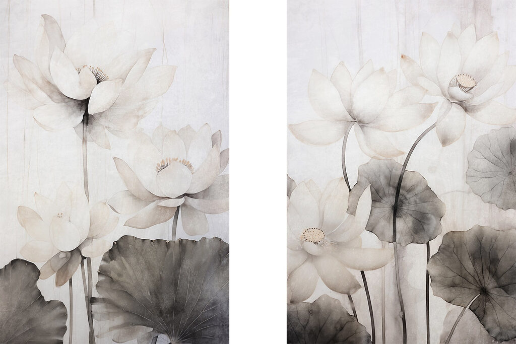 Lotus à l’aquarelle — motif complet