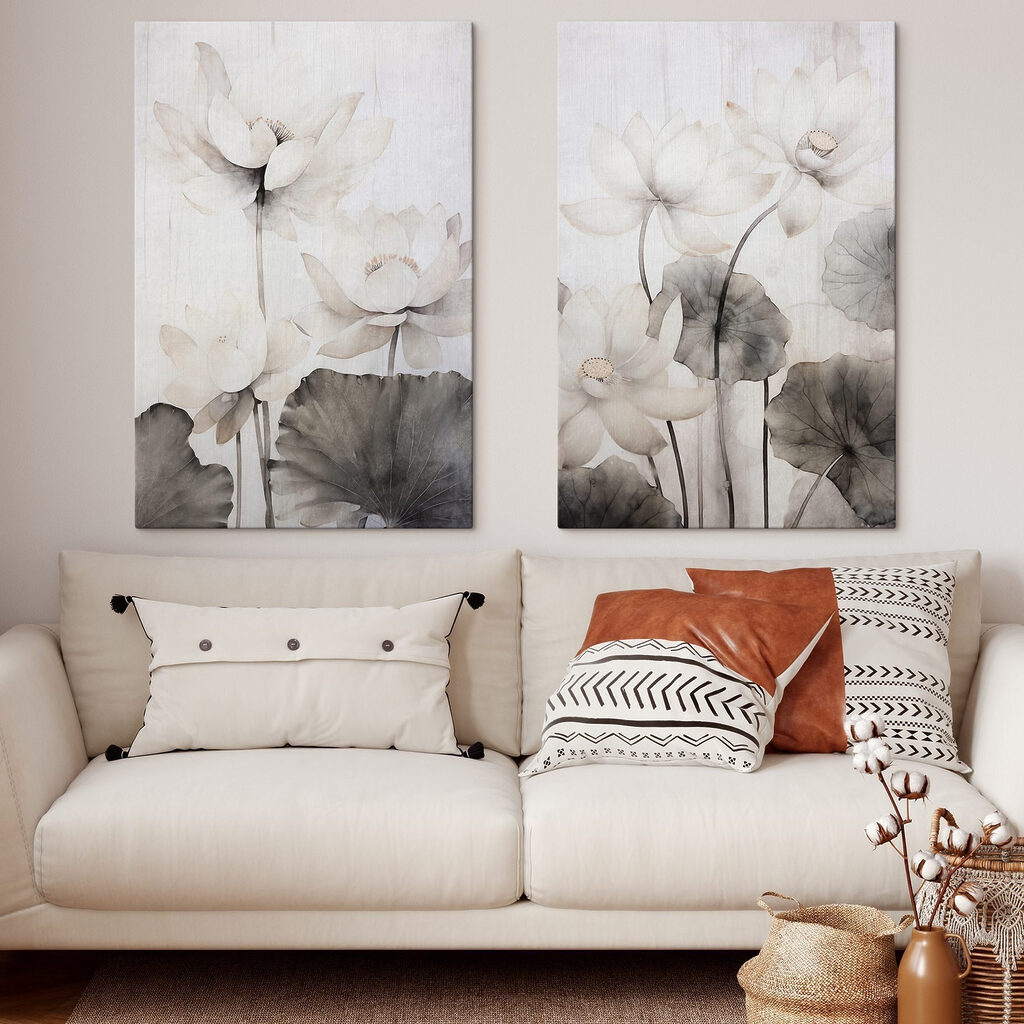 Lotus à l’aquarelle — intérieur 1