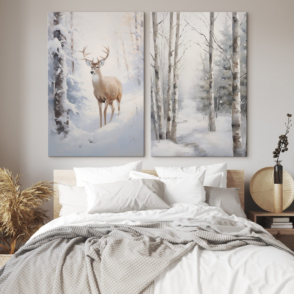 Cerf dans la neige dans un intérieur