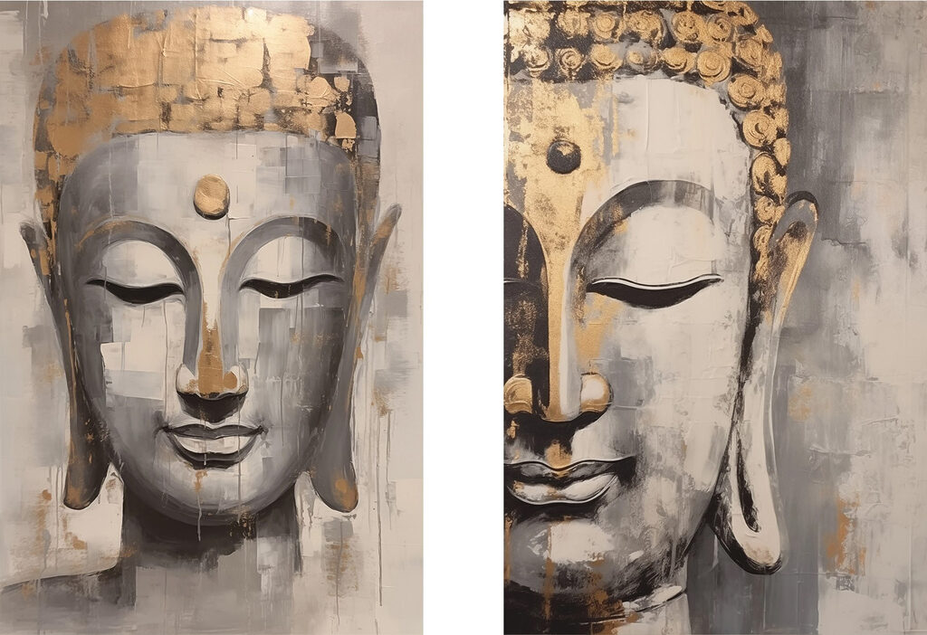 Visages sereins de Bouddha — motif complet