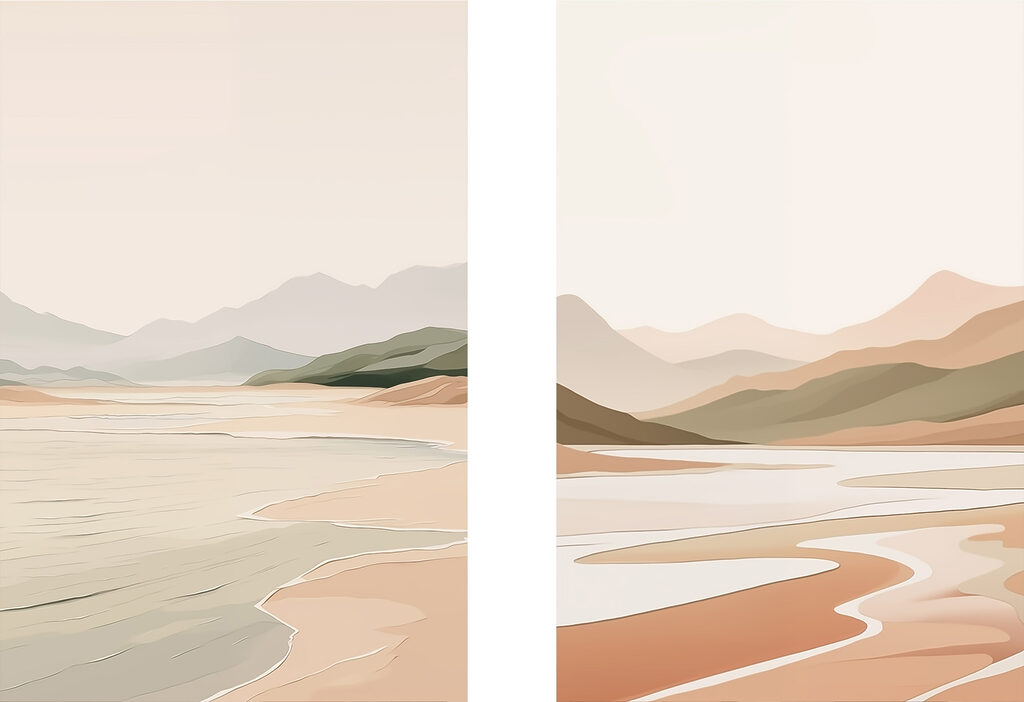 Rivage et montagnes — motif complet