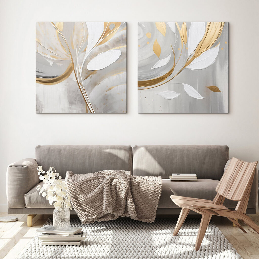 Lignes de feuilles dorées dans un intérieur
