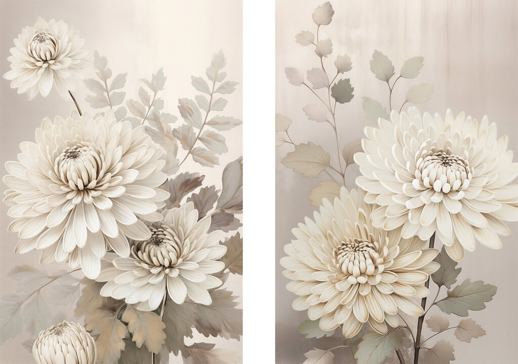 Fleurs ivoire — motif complet