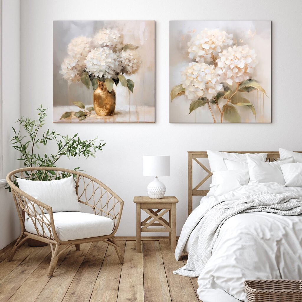 Hortensias dans la lumière dans un intérieur