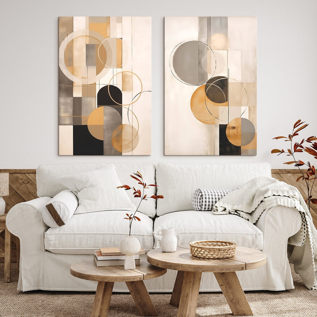 Cercles en accord chaleureux dans un intérieur