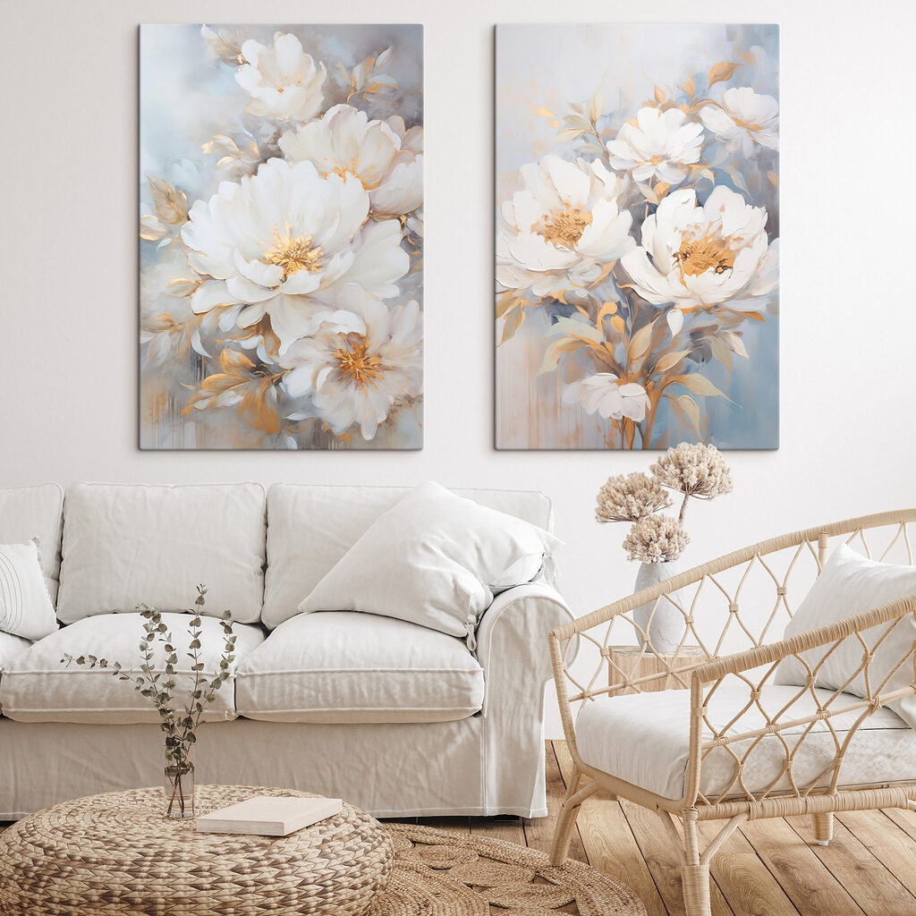 Fleurs blanches réunies dans un intérieur