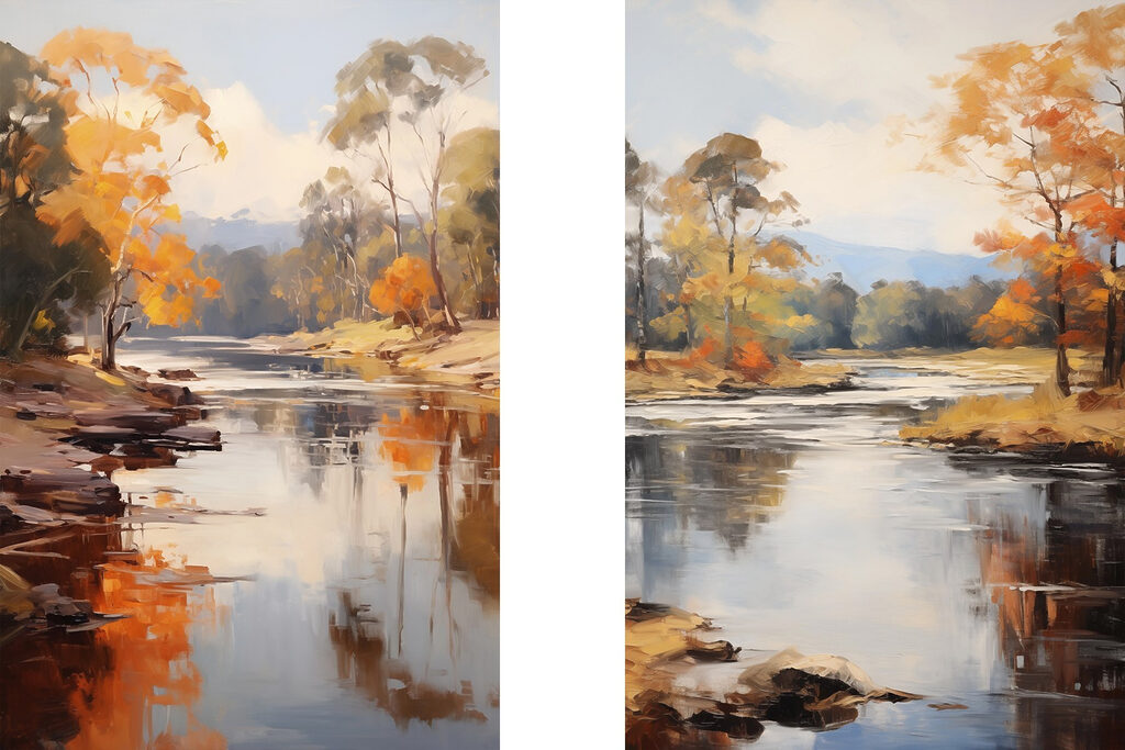 Rivière en automne — motif complet