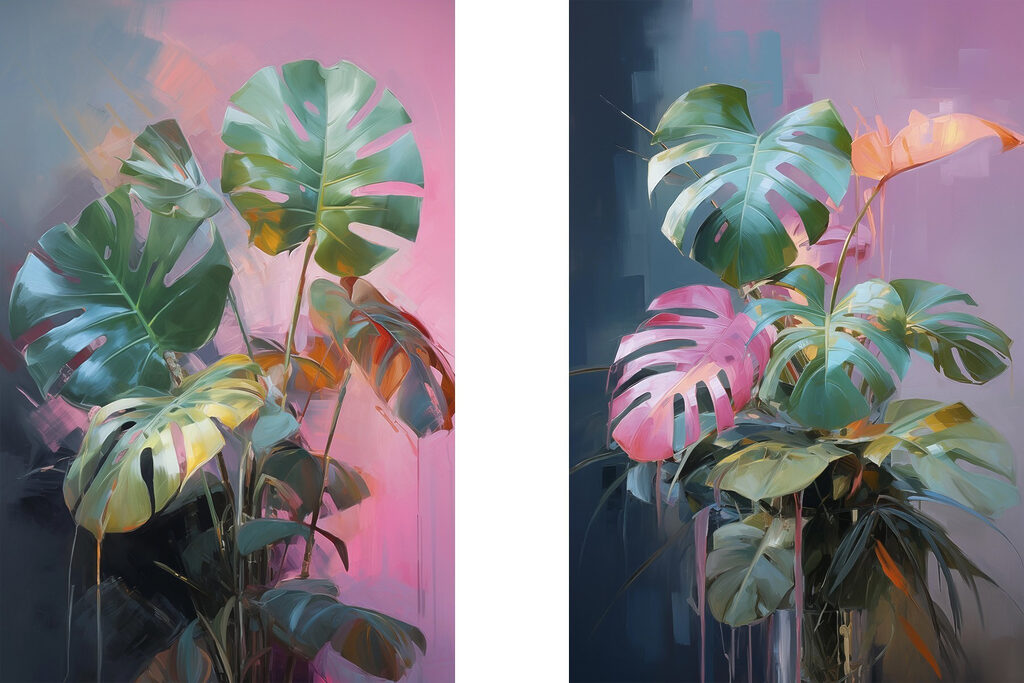 Monstera aux tons vifs — motif complet