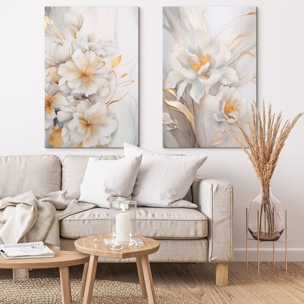 Fleurs blanches et dorées — intérieur 2