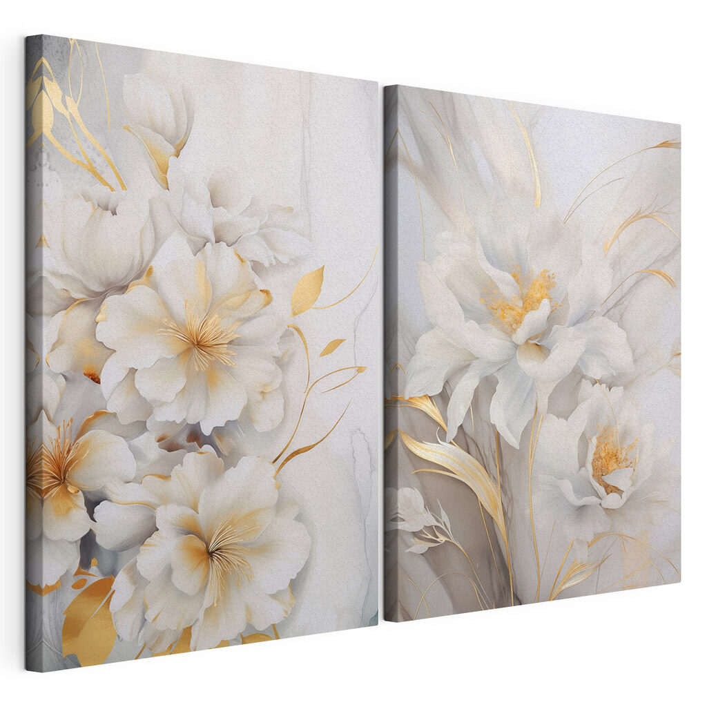 Fleurs blanches et dorées — vue du produit