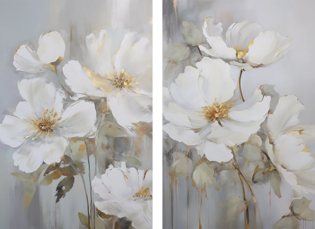 Coulures et fleurs blanches — motif complet