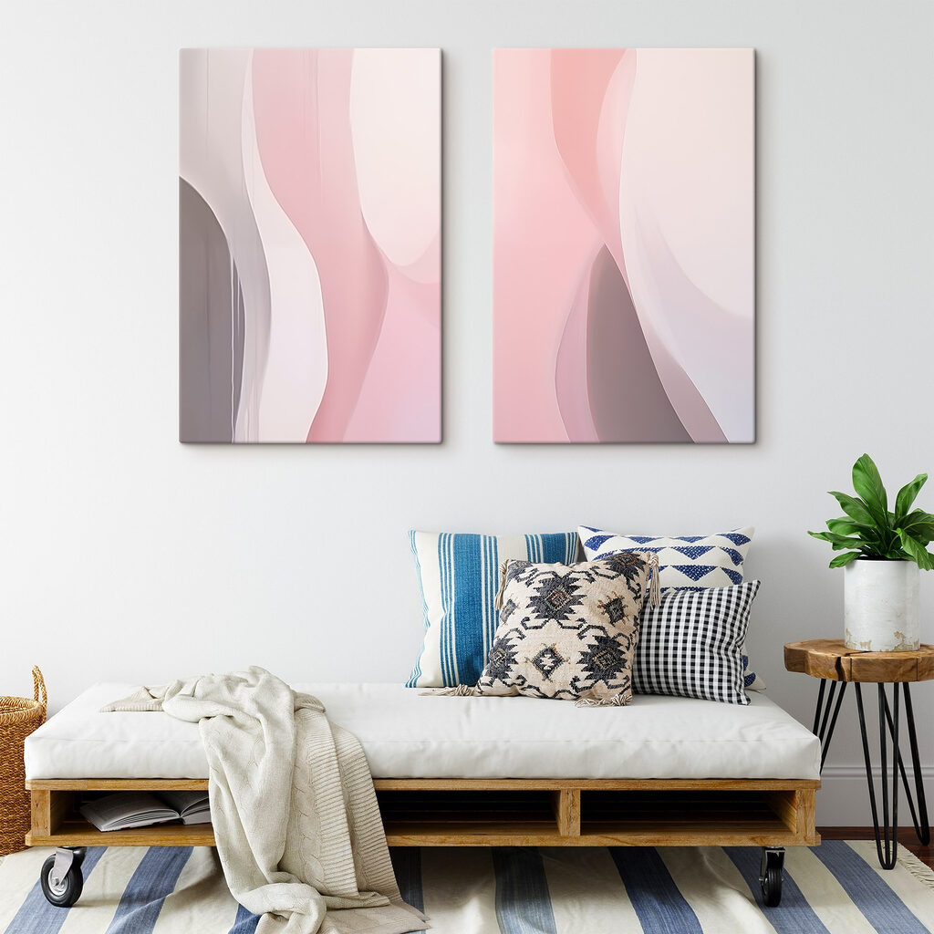Courbes rose poudré dans un intérieur