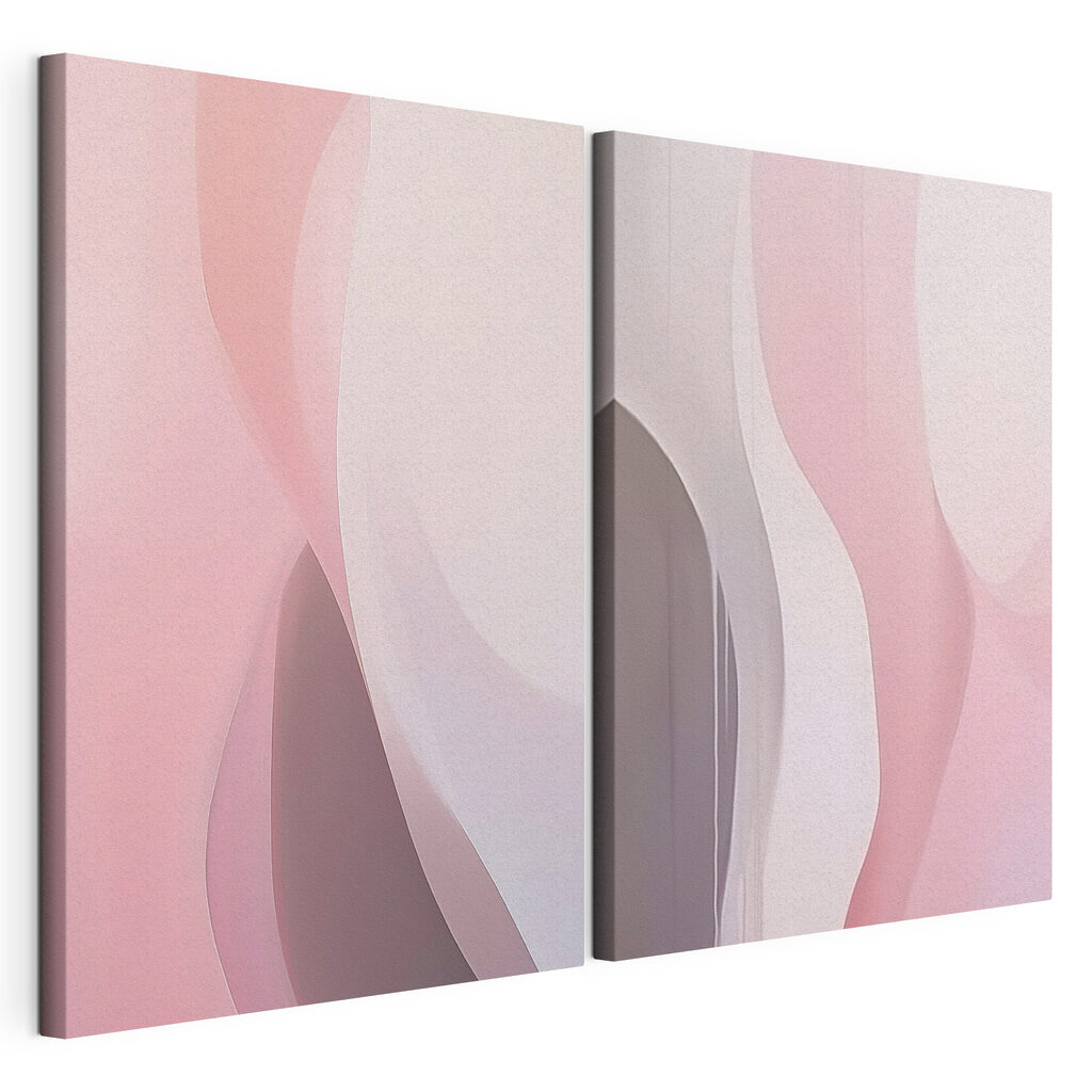 Courbes rose poudré, toile tendue et bord enveloppé