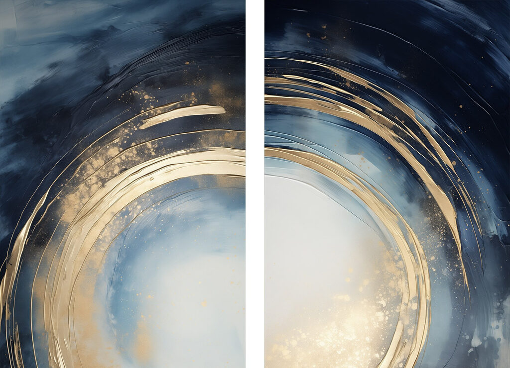 Tourbillon bleu et or — motif complet