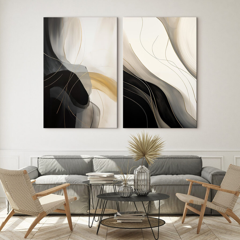 Courbes noir et blanc dans un intérieur