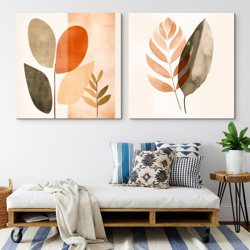 Feuilles à contre-jour dans un intérieur