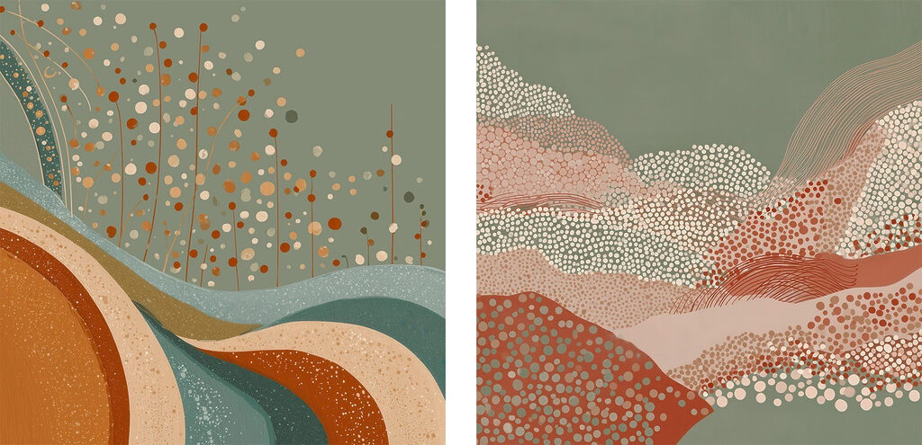 Collines en pointillés — motif complet