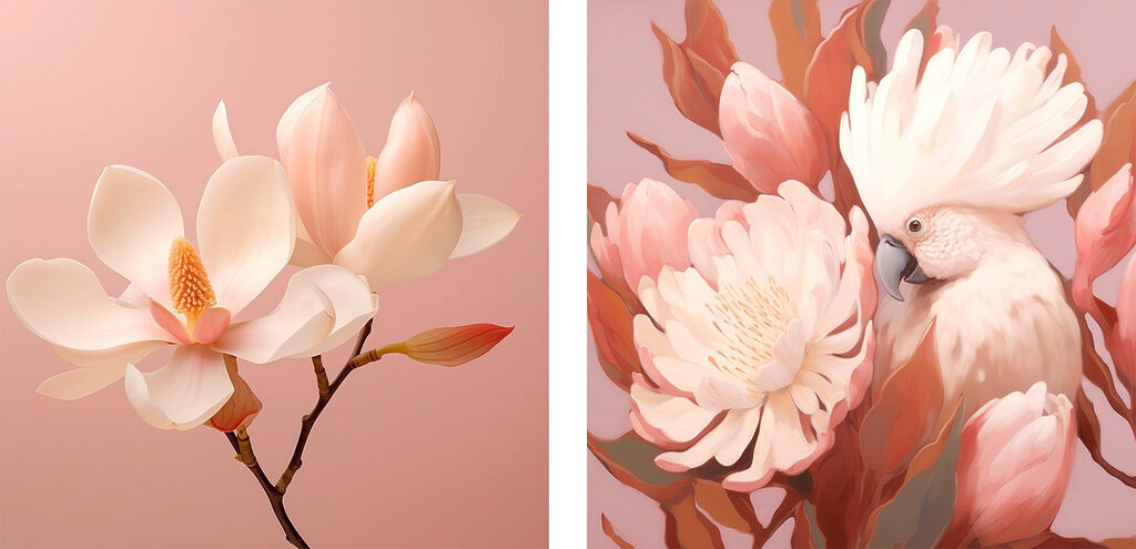 L’oiseau parmi les fleurs — motif complet