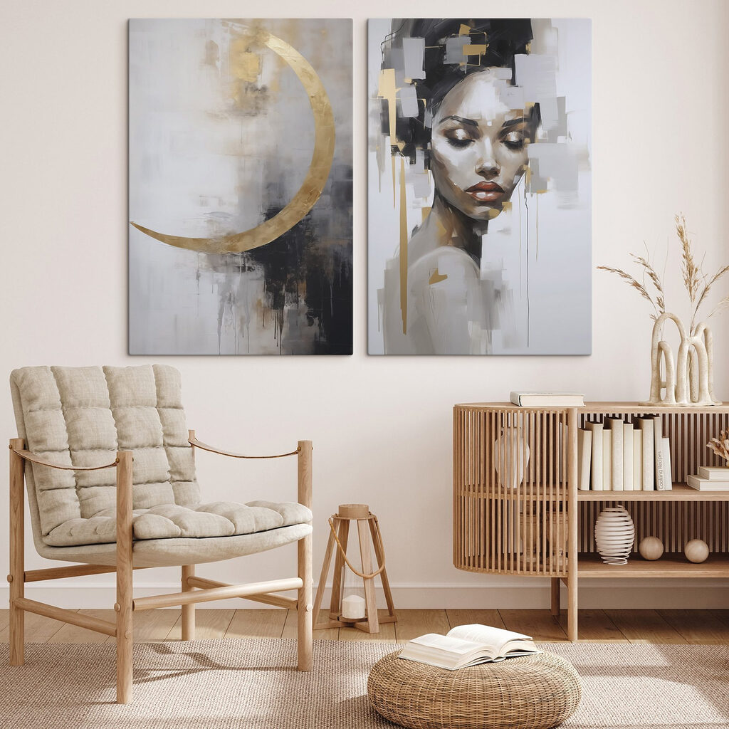 Visage et lune dans un intérieur