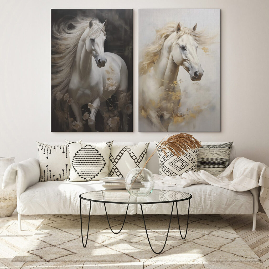 Cheval blanc dans un intérieur