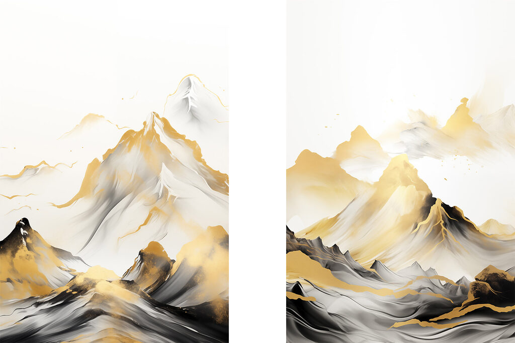 Sommets au-dessus des vagues — motif complet