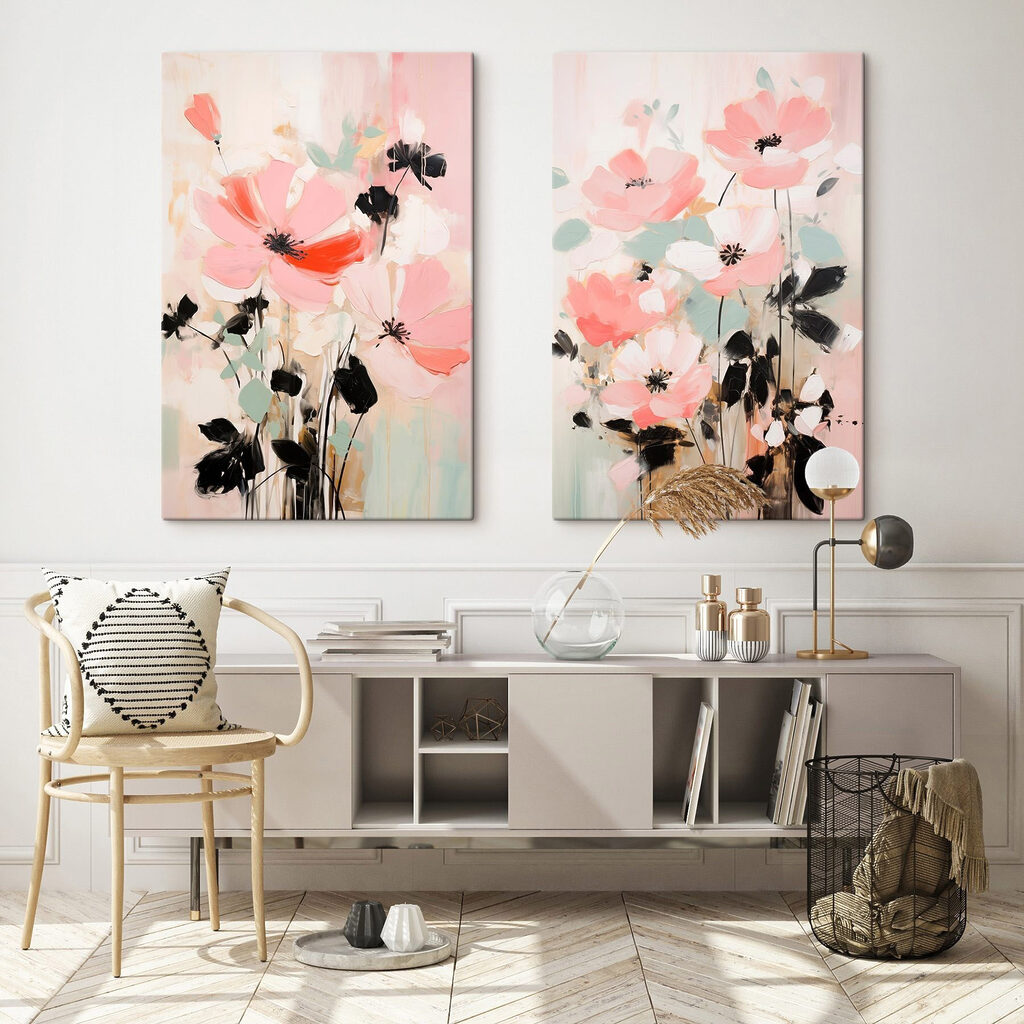 Fraîcheur rose au pinceau dans un intérieur
