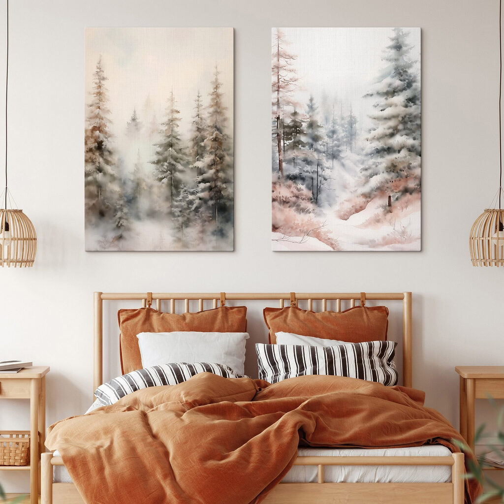 Forêt sous la neige dans un intérieur