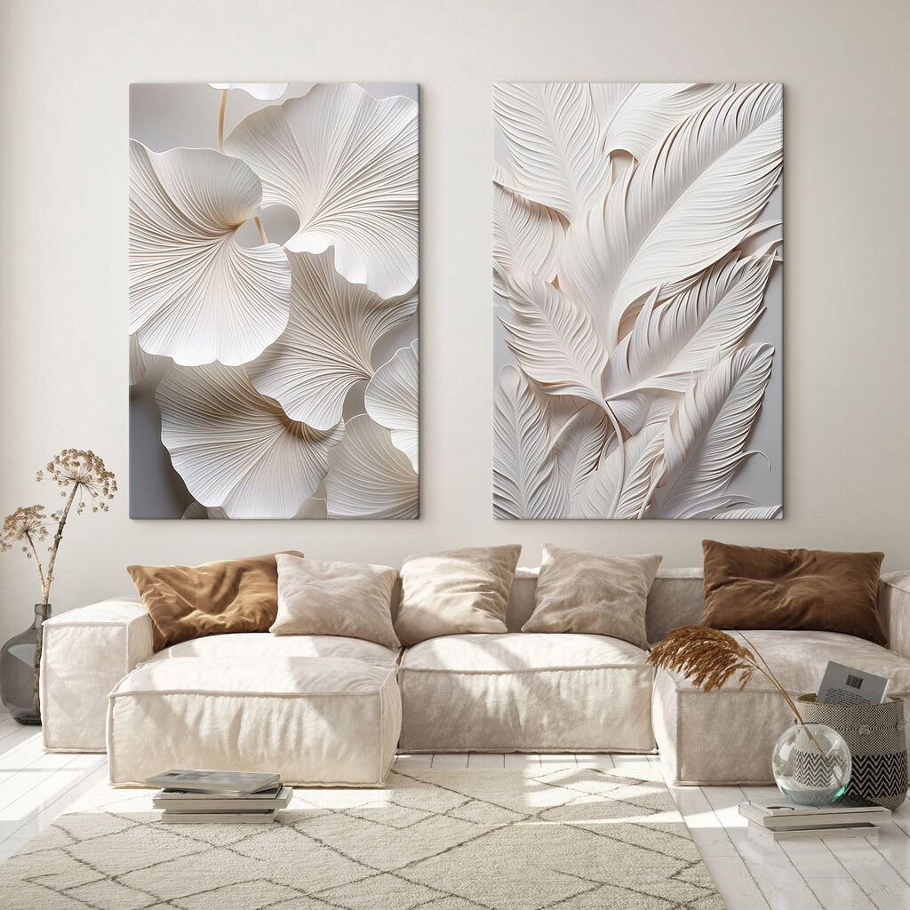 Feuilles aux lignes fines dans un intérieur