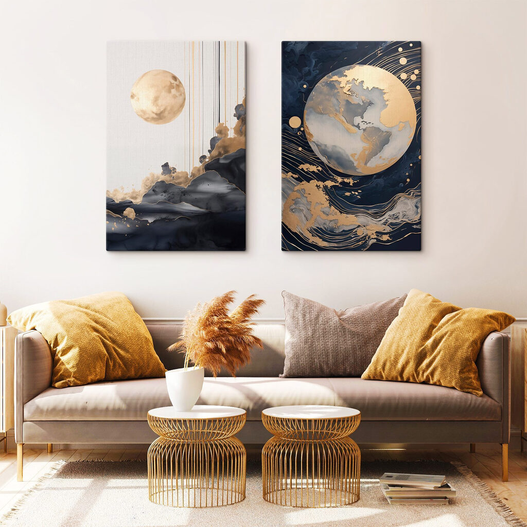 Astres dorés dans un intérieur