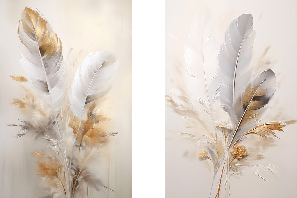Plumes et fleurs — motif complet