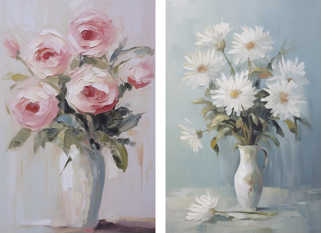 Roses et marguerites — motif complet