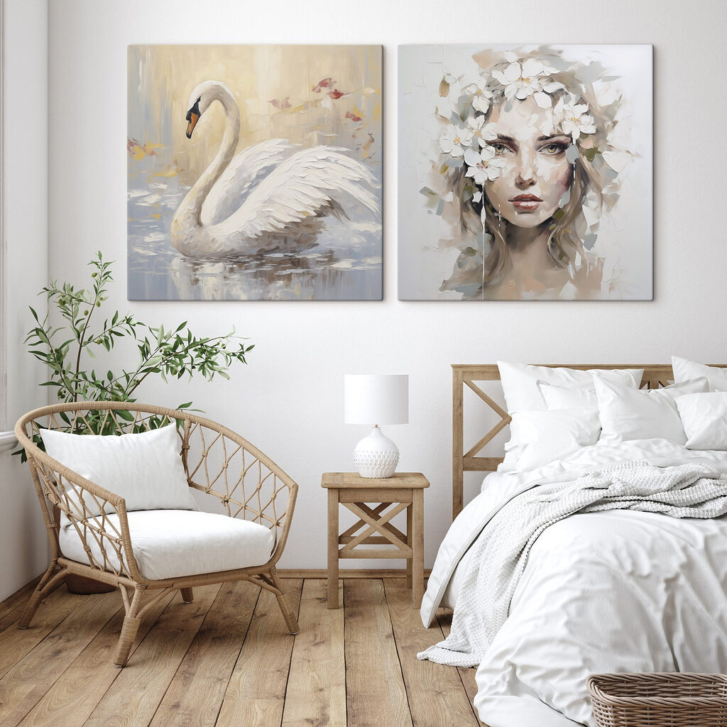 Cygne et portrait fleuri — intérieur 2