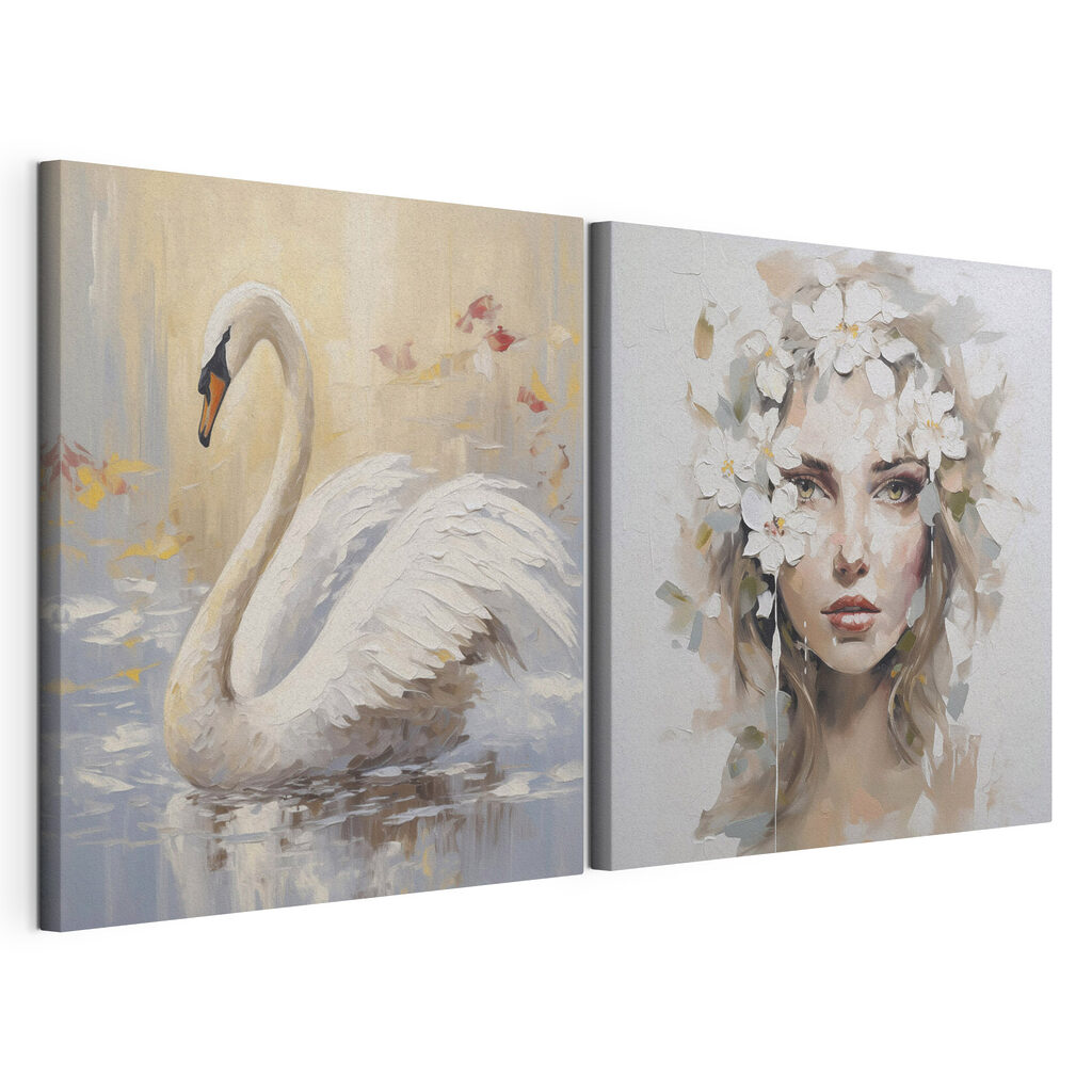 Cygne et portrait fleuri — vue du produit