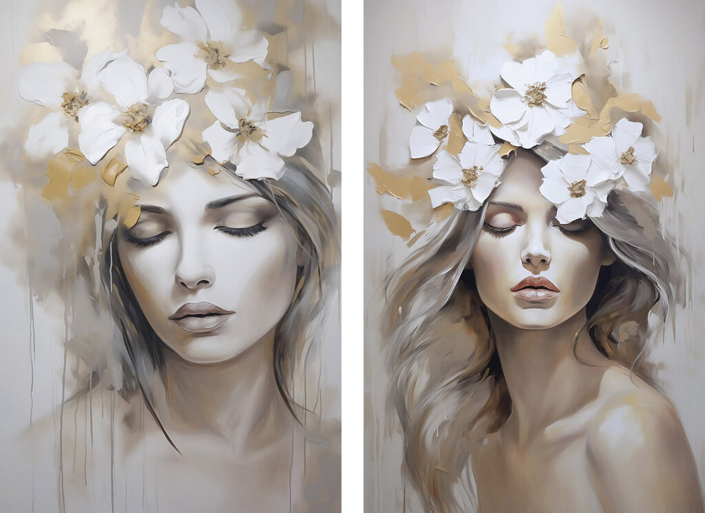 Femme couronnée de fleurs — motif complet